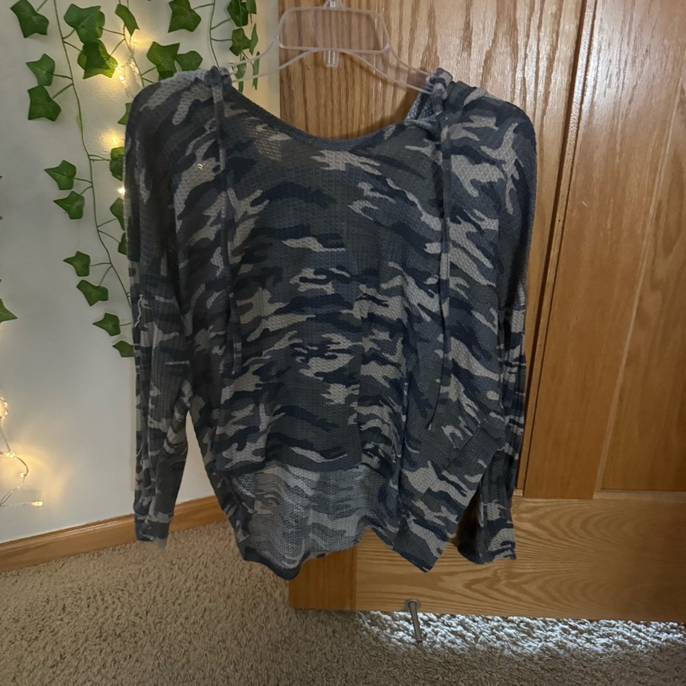 Maurices Gray and Black Asymmetrical Long Sleeve Hoodie